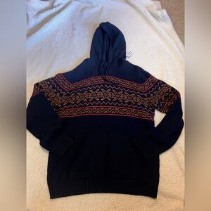 Old Navy Men's Sweater with Navy and Red Pattern